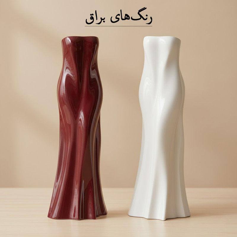محصول نمونه تستی گلدان دکوری رومیزی استوانهای مدل لباس مجلسی با ارتفاع 18 سانتیمتر